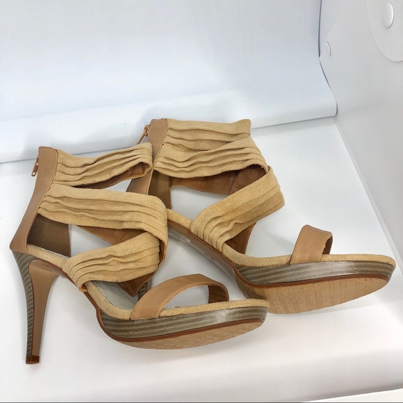 🌵Pilar Abril Tan Wrap Style Zip Back Heels 8 1/2 - Picture 6 of 8